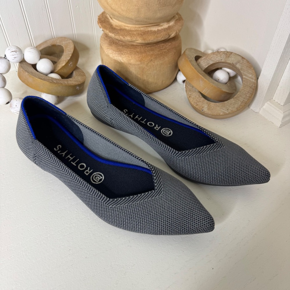 Rothys The Point Slate Heather Grey Pointed Toe Flats W8